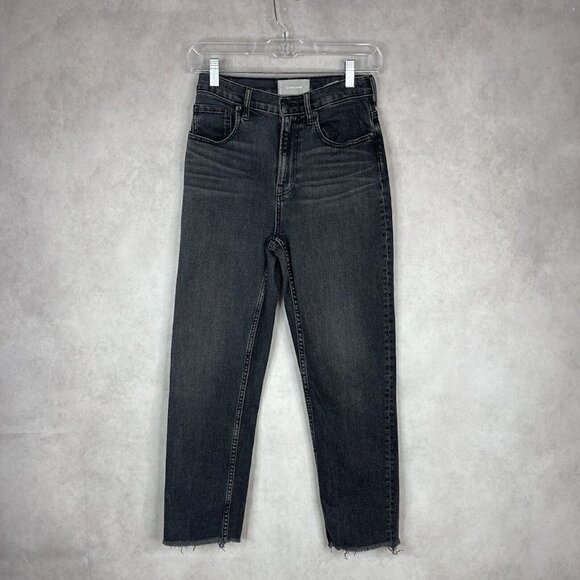 Everlane High Rise Ankle Stretch Slim Straight Jeans Washed Out Black Size 26 - Picture 1 of 8